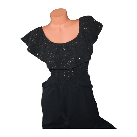 Charlotte Rouse Jumpsuit Size‎ Medium Woman's Holiday New Year's Black Sparkle - Picture 1 of 10
